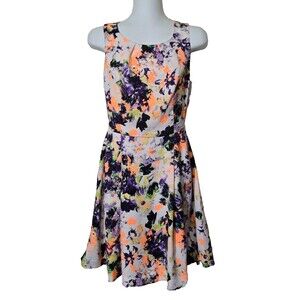 Maeve Anthropologie Dress Womens 0 Neon Abstract Floral Pebble Pocket Sleeveless